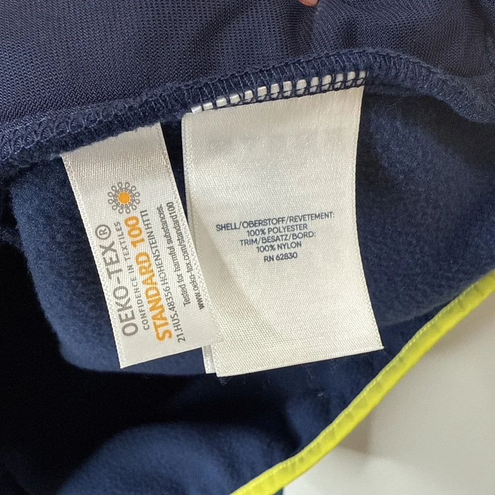 Lands' End Fleece T 1/4 Snap Pullover Men's L‎ Blue Yellow Color Block Popover